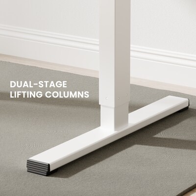 FlexiSpot FQ2 48"W Electric Rectangular Adjustable Standing Desk, White (FQ2W-1260)