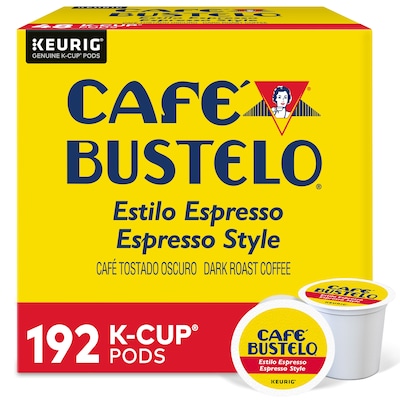 Cafe Bustelo Espresso Style Coffee Keurig® K-Cup® Pods, Dark Roast, 192/Box (5000346117)