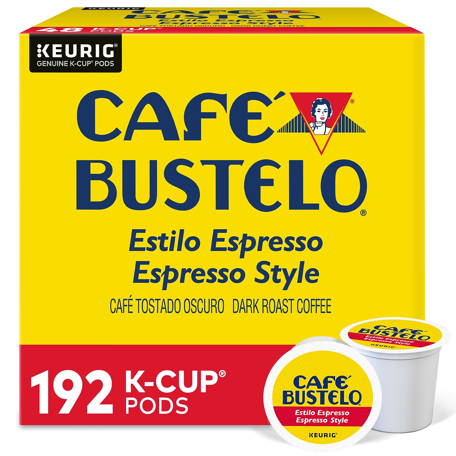 Cafe Bustelo Espresso Style Coffee Keurig® K-Cup® Pods, Dark Roast, 192/Box (5000346117)