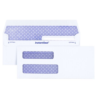 Staples InstantSeal Security Tinted #8 Double Window Envelopes, 3 5/8 x 8 5/8, White, 500/Box (ST63337)