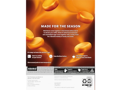 Starbucks Smoked Butterscotch Coffee Keurig® K-Cup® Pods, Light Roast, 22/Box (12560913)