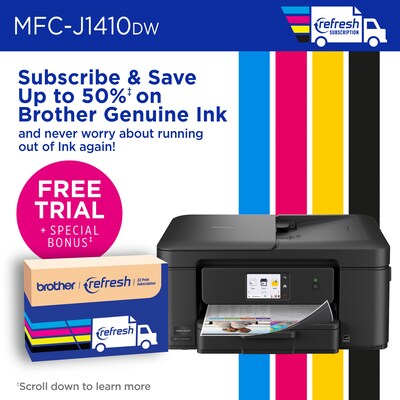 Brother Work Smart  MFC-J1410DW Wireless Color All-In-One Inkjet Printer, Best for Home Office