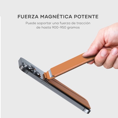 Vegan-Leather Magnetic Wallet Stand (Orange)