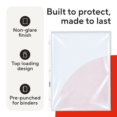 Staples Heavyweight Sheet Protectors – Clear Page Protectors for Binders, Durable Protection, 50-Pack