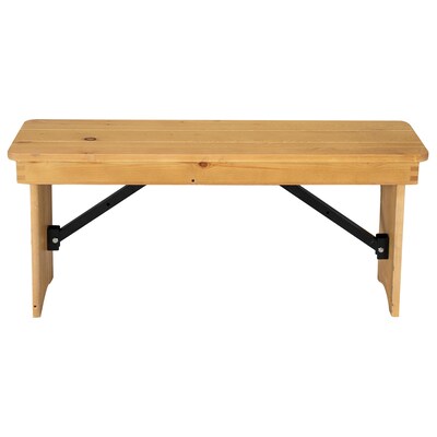 Flash Furniture HERCULES Solid Pine 2-Seat Folding Farm Bench, Light Natural (XAB40X12LN)