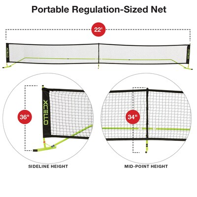 Xcello Sports Portable Pickleball Net System with Carry Bag, Black/Green (XS-PB-NET-1)