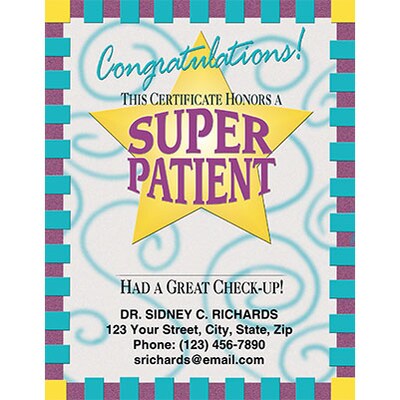Custom Printed Dental Award Certificates; Super Patient | Quill.com