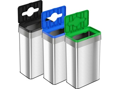 HLS Commercial Stainless Steel Trash Cans, 21-Gallon, Assorted Colors, 3/Set (HLS21UOTTRIO)