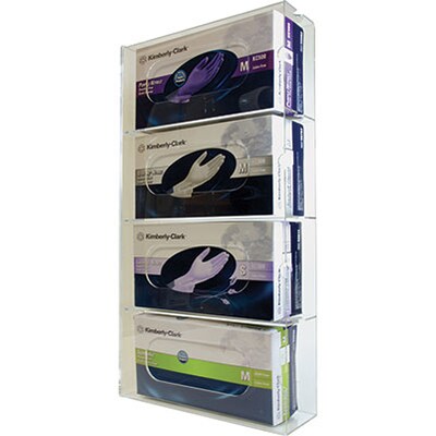 Acrylic Side-Load Glove Box Holder; Quadruple