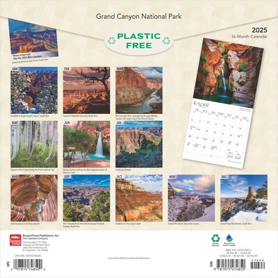 2025 BrownTrout Grand Canyon National Park 12 x 12 Monthly Square Wall Calendar (9781975474850)