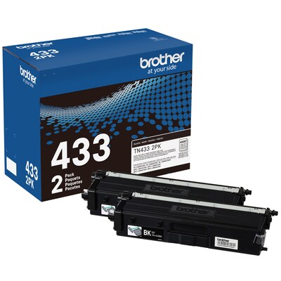 Brother TN-433 Black High Yield Toner Cartridge, 2/Pack (TN4332PK)