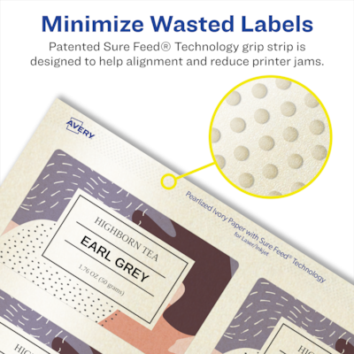 Avery Pearlized Ivory Rectangle Multipurpose Labels, 2-1/3" x 3-3/8", Ivory, 60/Pack (94212)