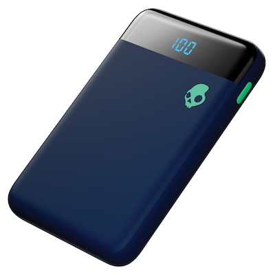 Skullcandy Stash Mini USB-A/USB-C Power Bank for Multiple Brands, 5000 mAh, Dark Blue/Green (SKD7PMZ