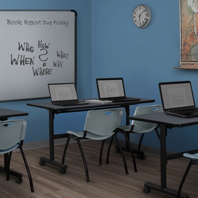 Regency Kobe 60 Flip Top Mobile Training Table- Grey & 2 M Stack Chairs- Grey