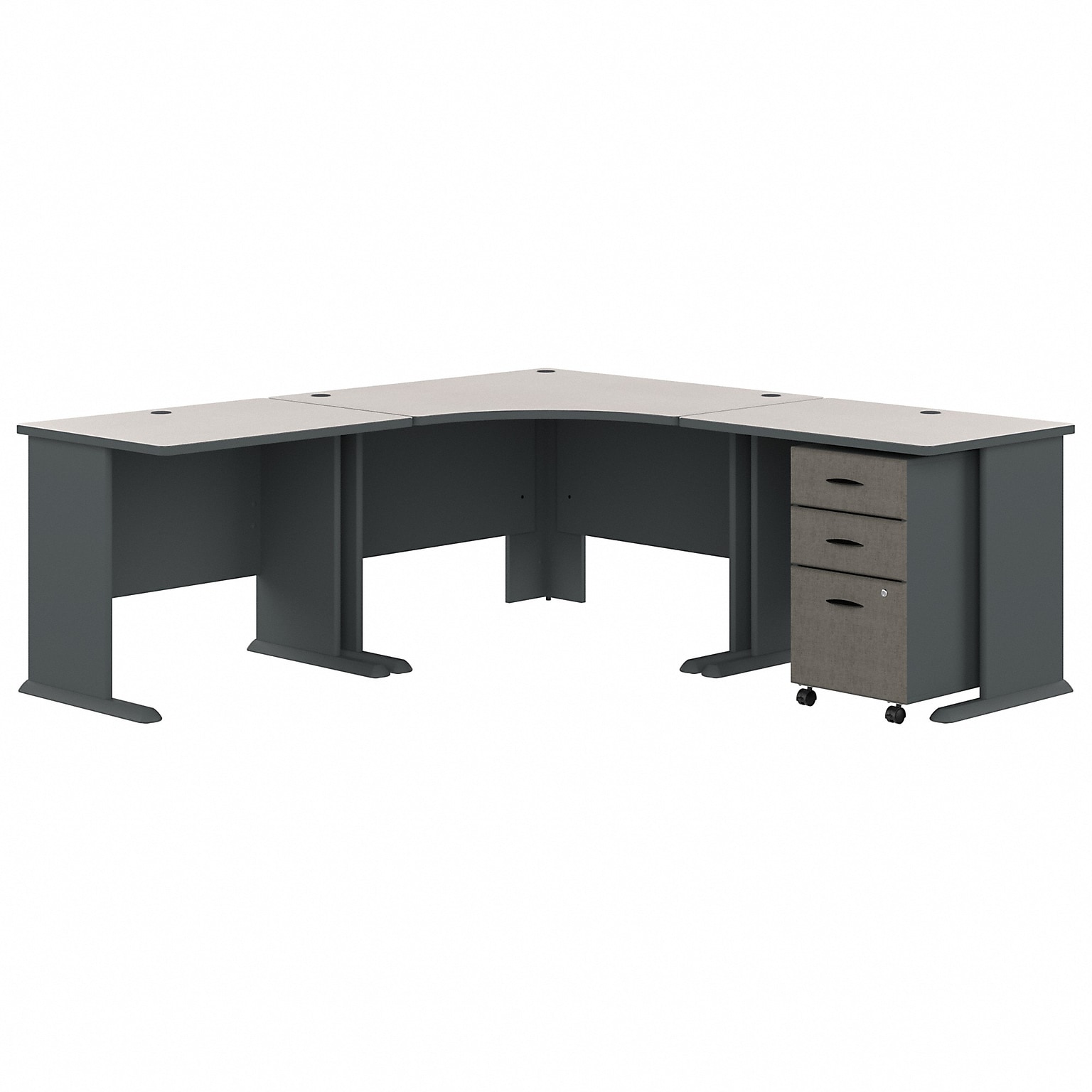 Bush Business Furniture Cubix 84W Corner Desk with Mobile File Cabinet, Slate/White Spectrum (SRA041SLSU)