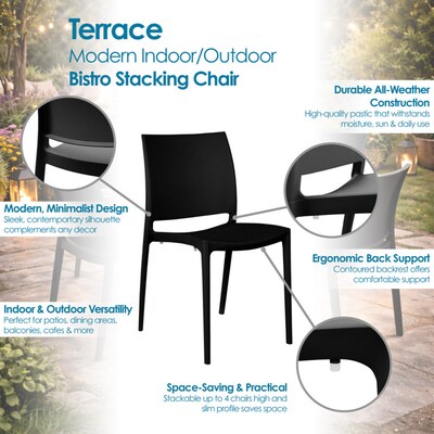 Regency Niche Terrace 5-Piece Square Dining Set, 31.5"D x 31.5"W, Black (TOB3131BK41BK)