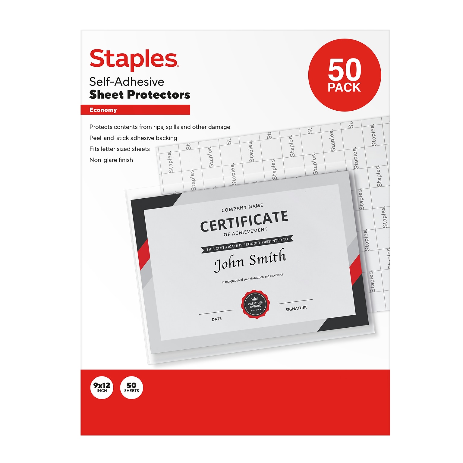Staples Plastic Sleeve, 9 x 12, Clear, 50/Pack (ST63083)