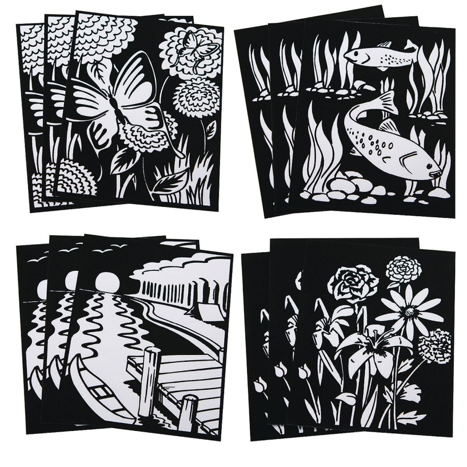 S&S Sea and Floral Velvet Art Posters, 8 x 10, 12/Pack (PS1305)