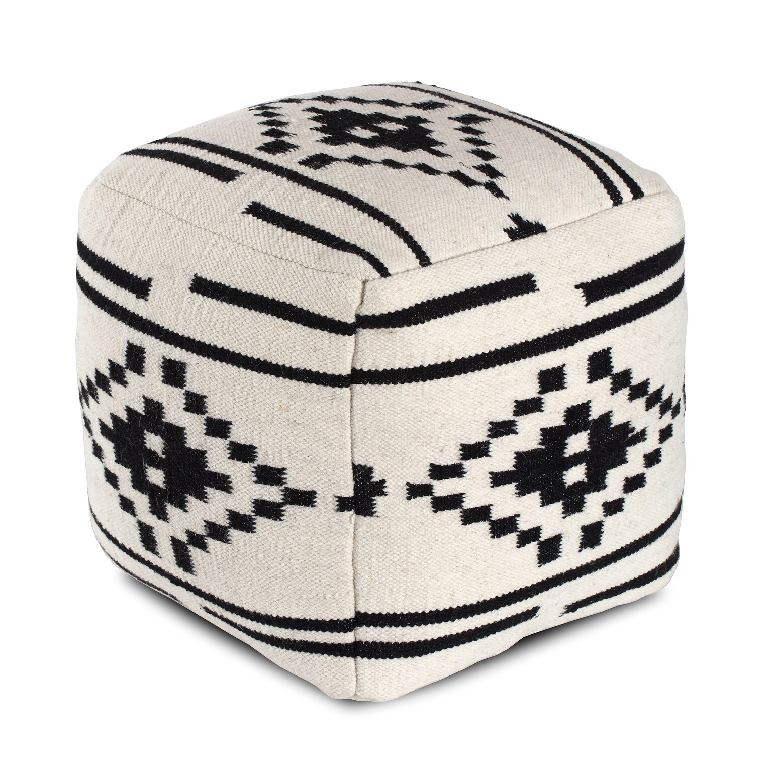 Anji Mountain Noir Noor Fabric Square Pouf Ottoman (AMBPF019-1818)