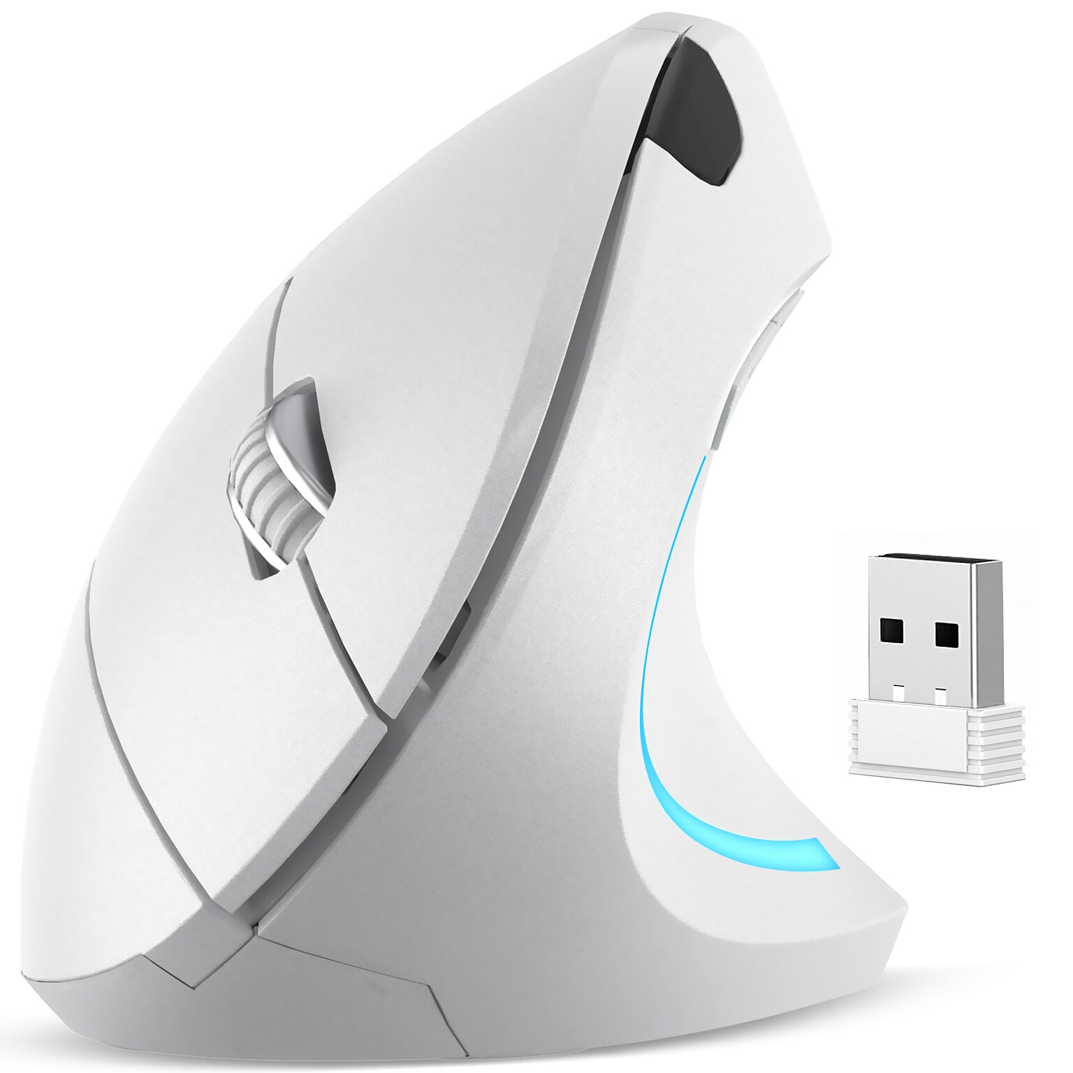 Delton S12 Wireless Ergonomic Vertical Computer Mouse, White (DMERG12WBWH)