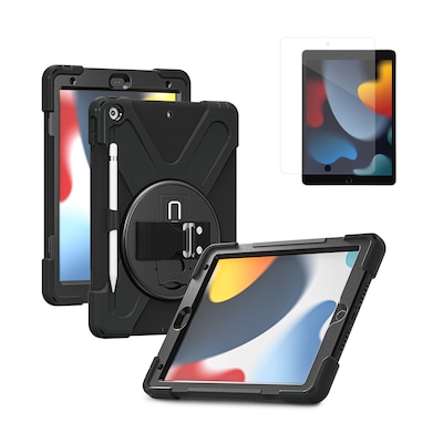 CODi iPad Essentials Bundle: Rugged Case 10.2 Case (9th/ 8th/7th Gen) + Screen Protector, Black (TK0000010)