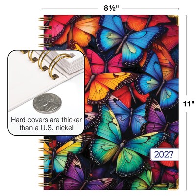 2027 Excello Brands 9" x 11" Weekly & Monthly Standard Planner, Paperboard Cover, Colorful Butterflies (FSHN-CY27-8511-58)