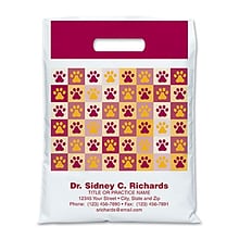 Medical Arts Press® Veterinary Personalized Large 2-Color Supply Bags; 9 x 13, Paw Print Quilt, 100