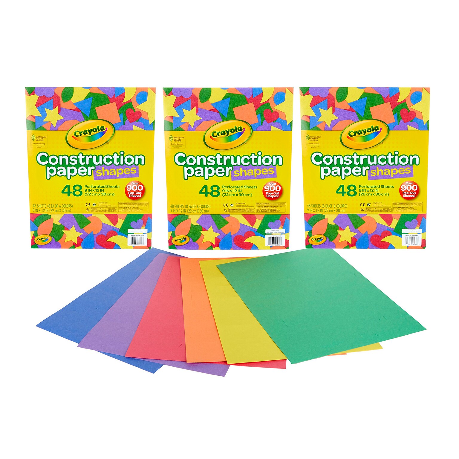 Crayola 9 x 12 Construction Paper, Assorted Colors, 48 Sheets/Pack, 3 Packs/Bundle (BIN990036-3)
