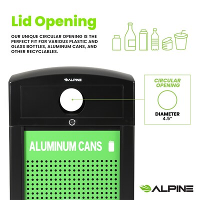 Alpine Industries GS Series Steel Recycling Bin, 40 Gallon, Green (ALP471-40-GS-C)