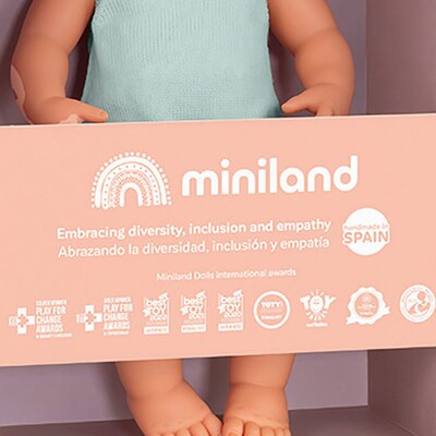 MINILAND Anatomically Correct 15" Baby Doll, Caucasian Blonde Girl with Vitiligo (MLE31228)