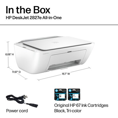 HP DeskJet 2827e Wireless Color All-In-One Inkjet Printer, Best for Home, 3 Months Free Instant Ink