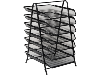 Mind Reader 7-Tier Stackable Paper Desk Tray Organizer, Metal, Black (7TPAPER-BLK)