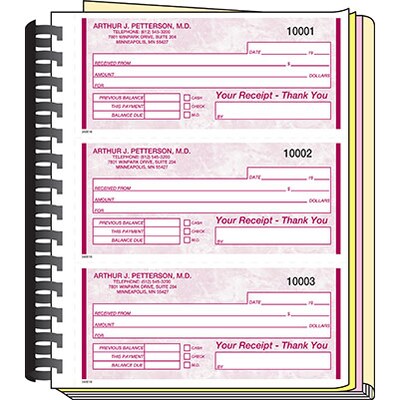 3-On-A-Page Receipt Books; 3-Part