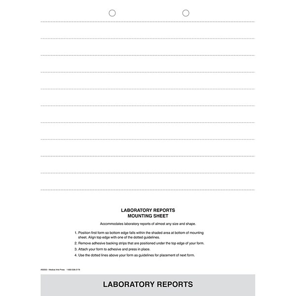 Medical Arts Press® Mounting Sheets; Laboratory Reports, Adhesive Strip, 250/Pack