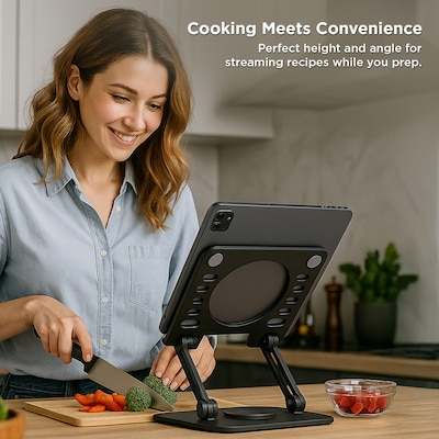 Uncaged Ergonomics 10.2" x 10" Metal Swivel Laptop Stand 2.0, Black (SLS-Black)