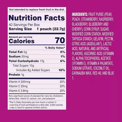 Welch's Gluten Free Berries 'n Cherries Fruit Snacks, 0.8 oz., 40 Packs/Box (PIM84062)
