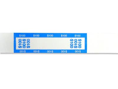 CONTROLTEK $100 Currency Strap, White/Light Blue, 1000/Pack (560019)