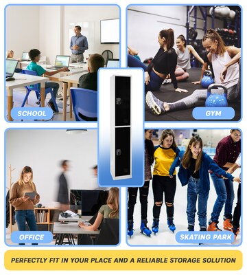 AdirOffice 72'' 2-Tier Black Storage Locker (629-202-BLK)