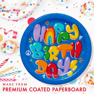 Creative Converting Bubbly Birthday Paper Plates, Multicolored, 32/Pack (DTC365022DPLT)