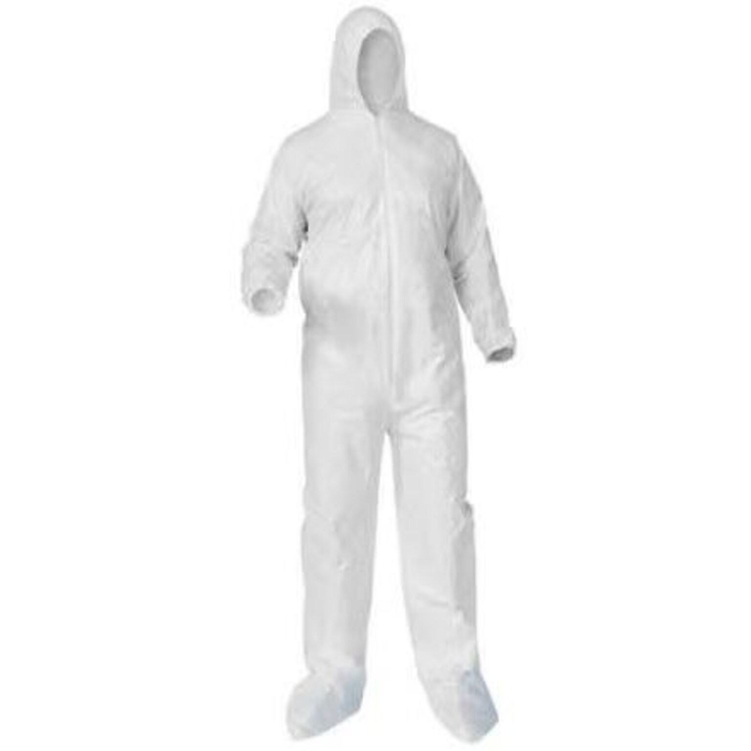 Kleenguard™ Coverall Hooded, Zipper Front, Elastic Wrists, XL, White, 25/CT
