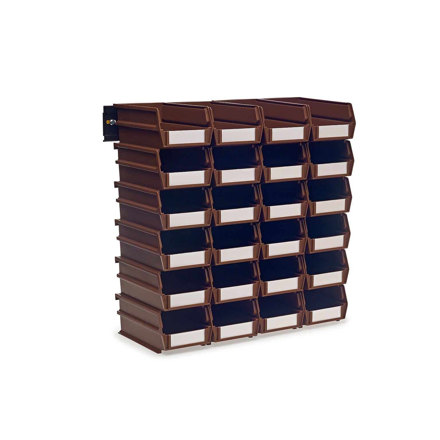 Triton Products LocBin Medium Stackable Plastic Storage Bin, 3 x 4.125x 7.375, 1.58 Qt., Brown, 24/Pack (3-220BRWS)