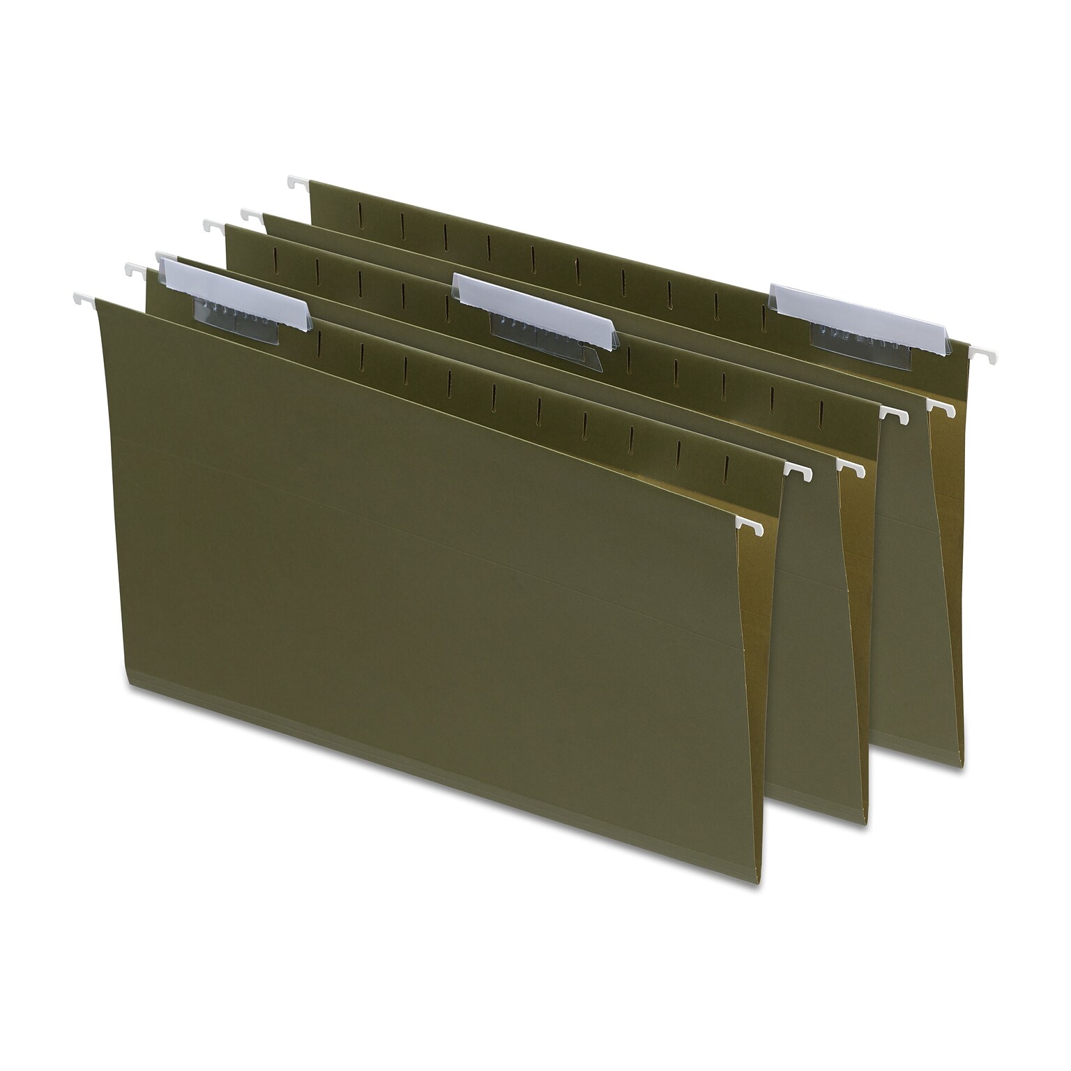 Quill Brand® 100% Recycled 3-Tab Hanging File Folders, Legal Size, Green, 25/Box (7Q5213)