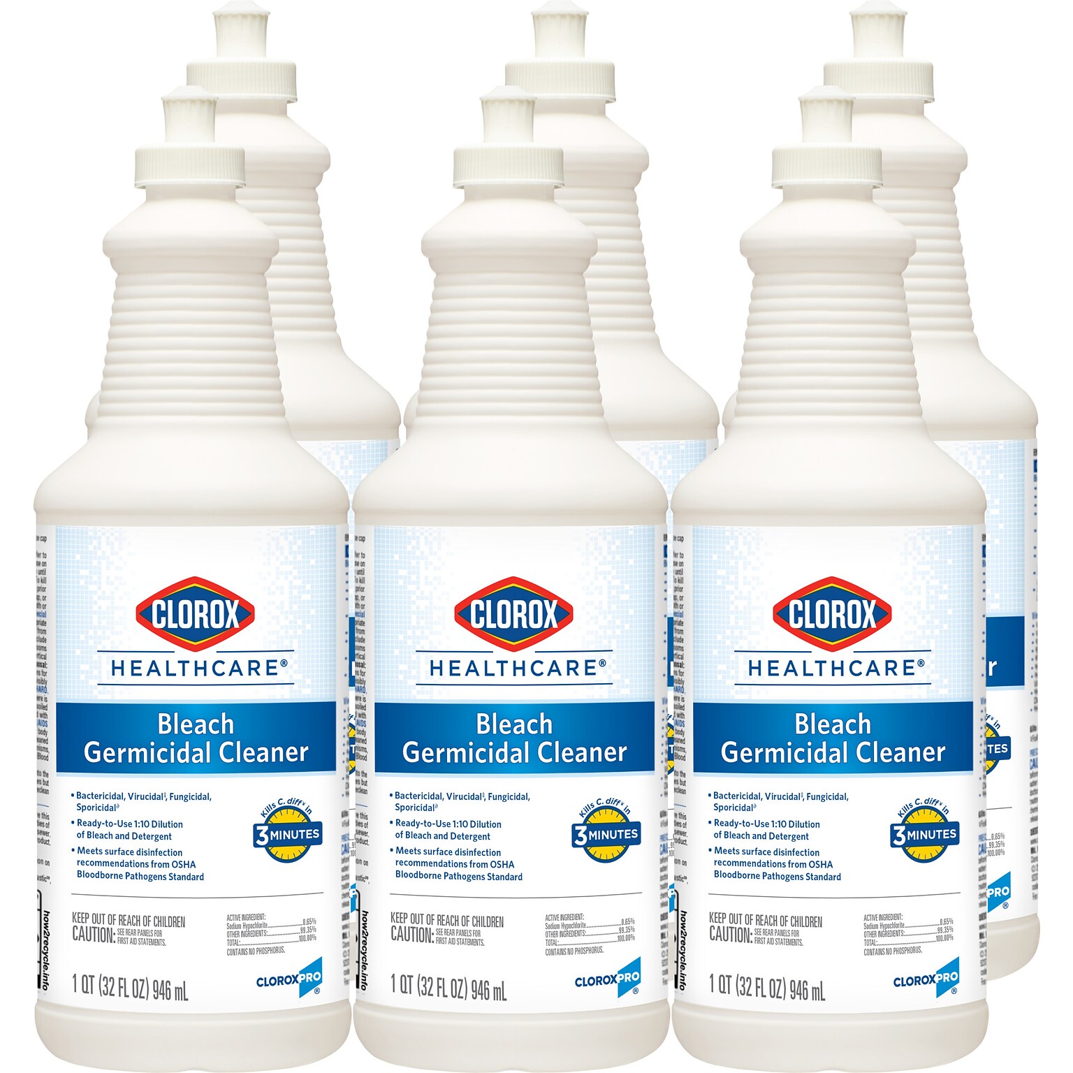 Clorox Healthcare Bleach Germicidal Cleaner, 32 oz., 6/Carton (CLO68832)