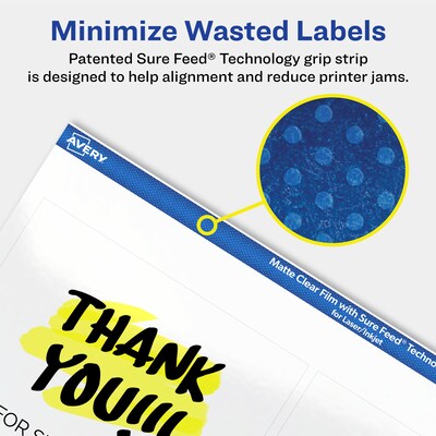 Avery Laser/Inkjet Square Multipurpose Labels, 4" x 4", Clear, 200/Box (94100)