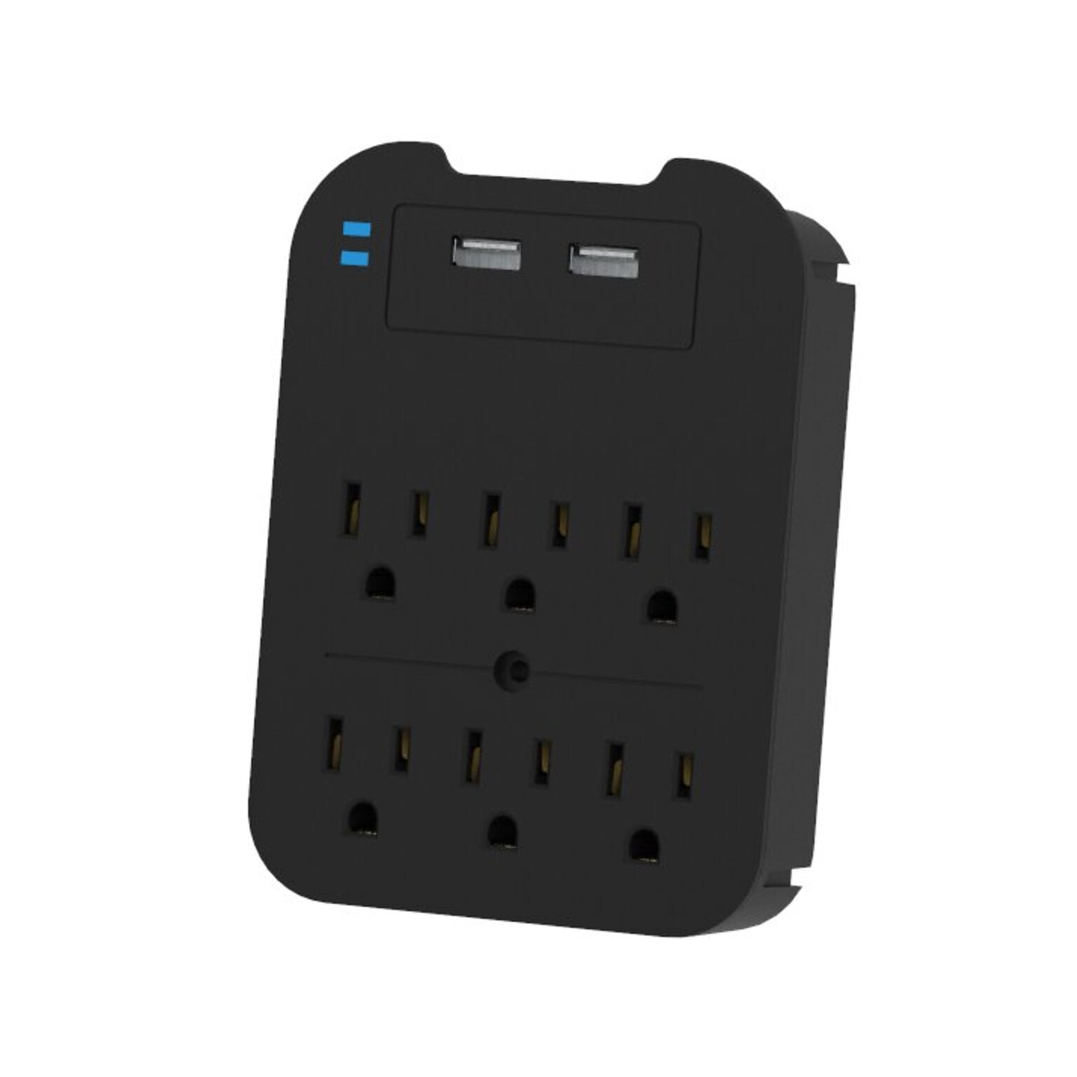LAX 6-Outlet Surge Protector with 2 USB Ports, Black