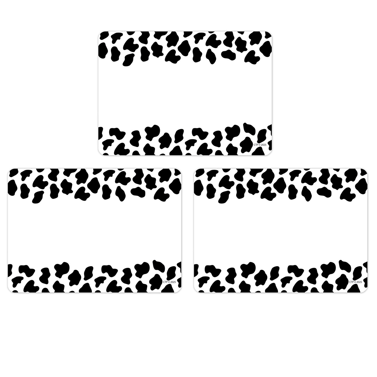 Creative Teaching Press Adhesive Farm Friends Cow Print School Name Tags, 3.5 x 2.5, 36/Pack, 3 Packs/Bundle (CTP11033-3)