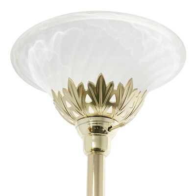 Lalia Home Torchiere Floor Lamp with 2 Reading Lights and Scalloped Glass Shades, Gold (LHF-3002-GL)