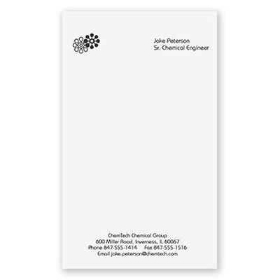 Custom Printed Memo Note Card; White, 1-Color Print
