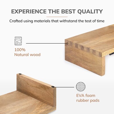 Anji Mountain Mango Wood Monitor Stand with Two USB Ports, Up to 32" Monitor, Natural (MS-FNG-MNG-P)