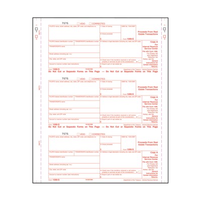 1099-S Carbonless Continuous Forms; Real Estate, 4 Parts